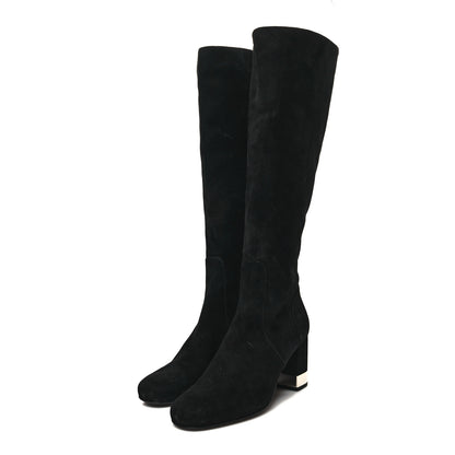 Saint Laurent Suede Knee High Boots 37 Black 3 of 7