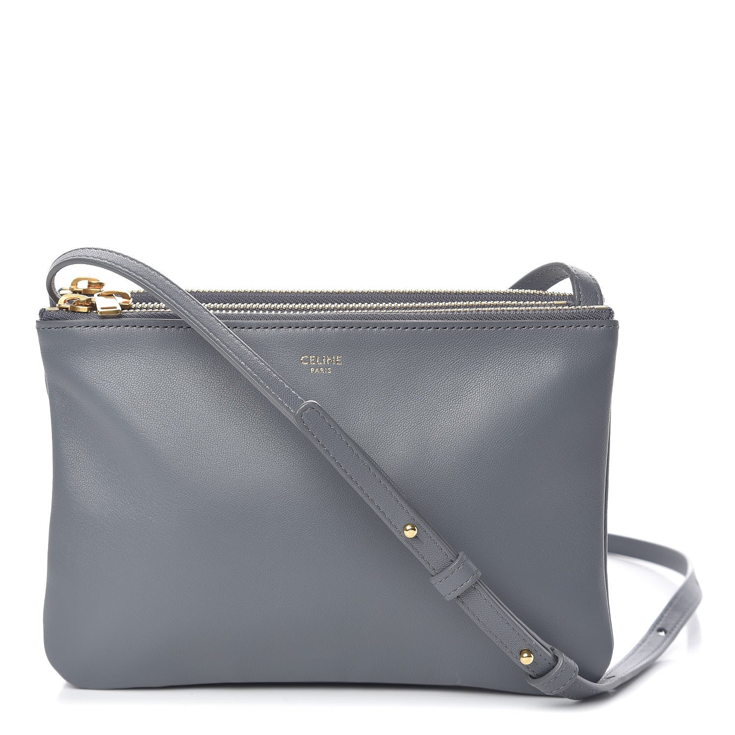 Celine Lambskin Small Trio Crossbody Bag Storm 1 of 13