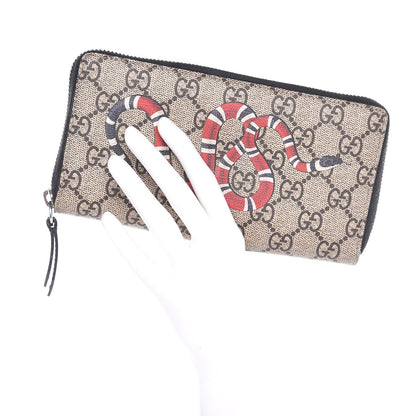 Gucci GG Supreme Monogram Kingsnake Zip Around Wallet Black 2 of 8