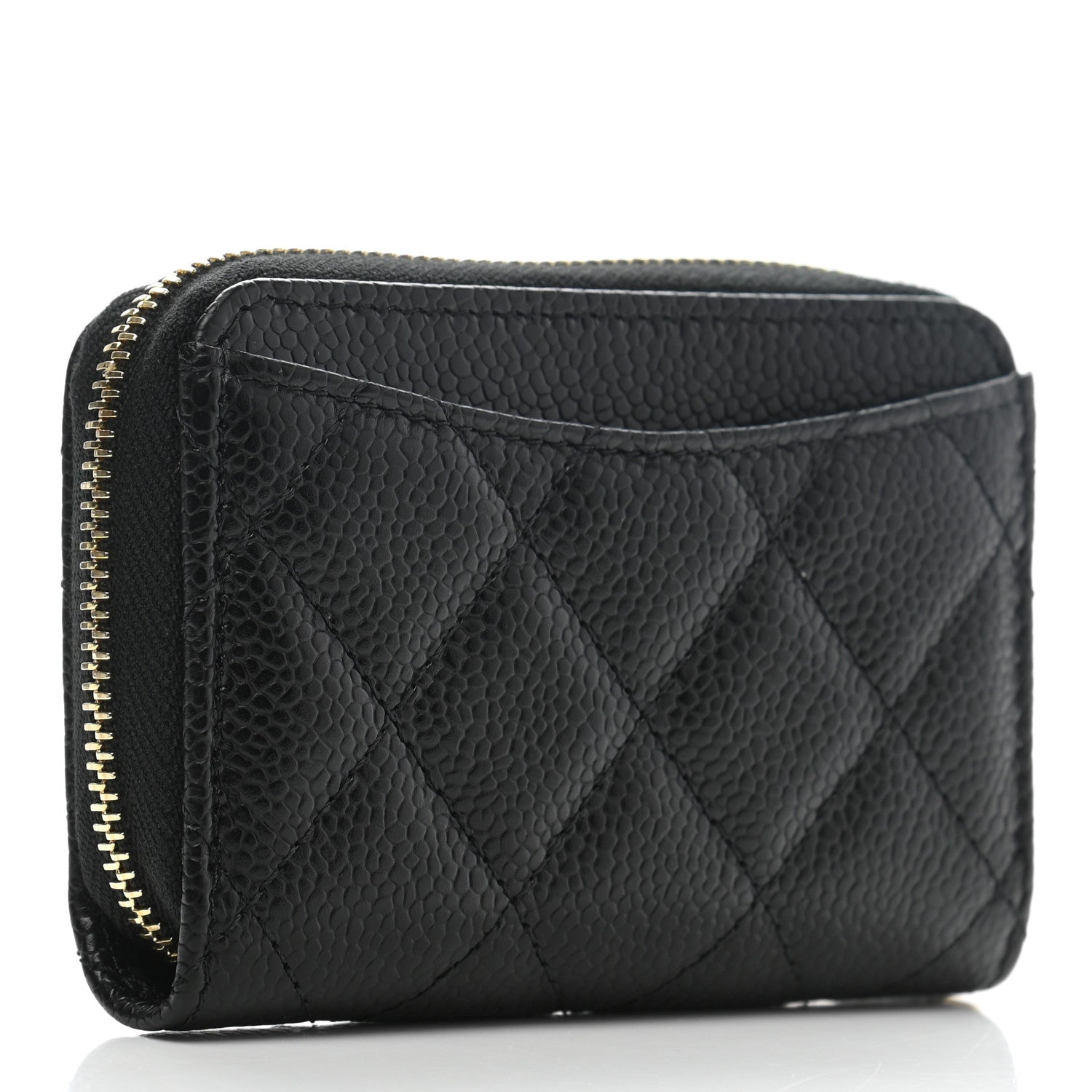Chanel Caviar Quilted Zip Coin Purse Wallet Black 3 of 8