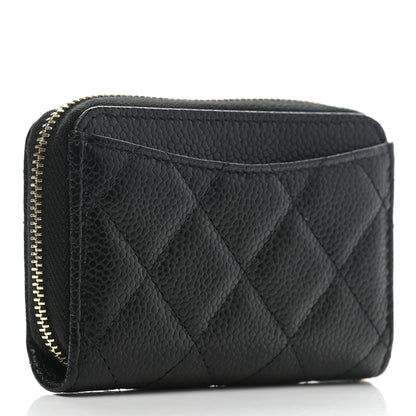 Chanel Caviar Quilted Zip Coin Purse Wallet Black 3 of 8