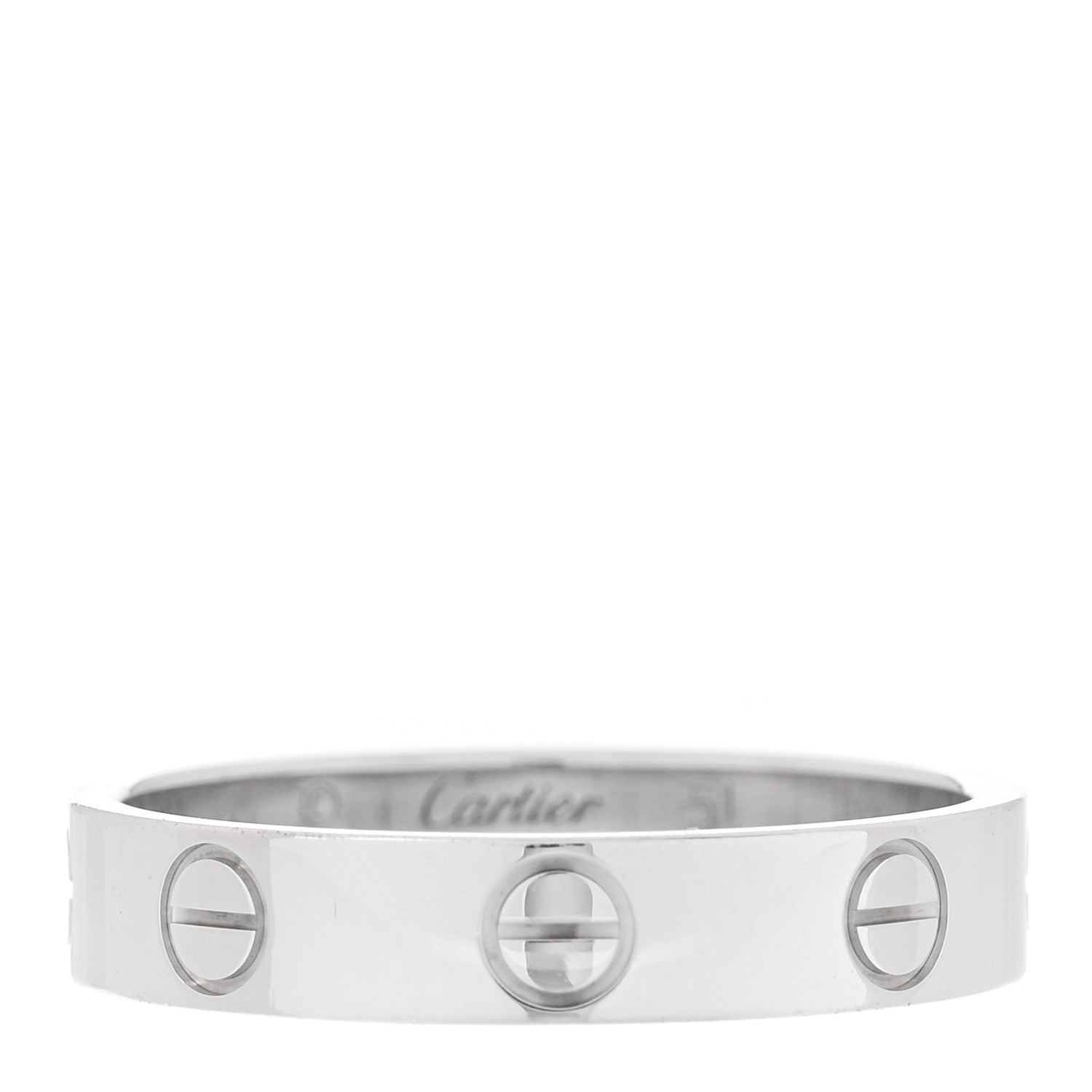 Cartier 18K White Gold 3.5mm LOVE Wedding Band Ring 51 5.75 1 of 5