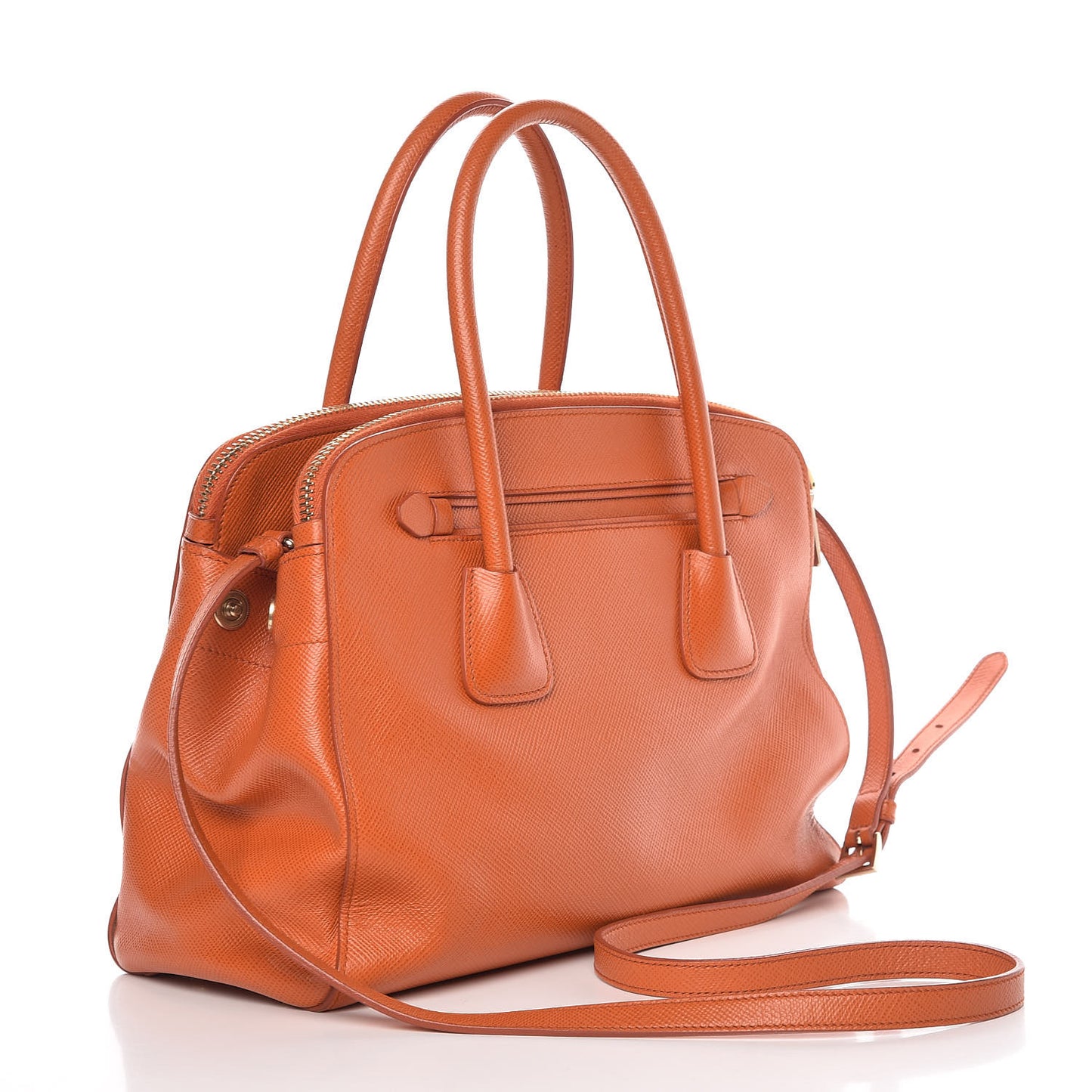 Saffiano Large Double Zip Tote Papaya