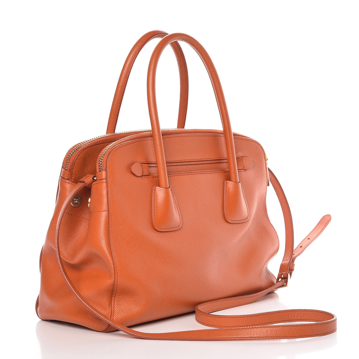 Prada Saffiano Large Double Zip Tote Papaya 4 of 12