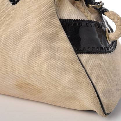 Fendi Canvas Patent Grommet De Jour Tote Natural 17 of 22