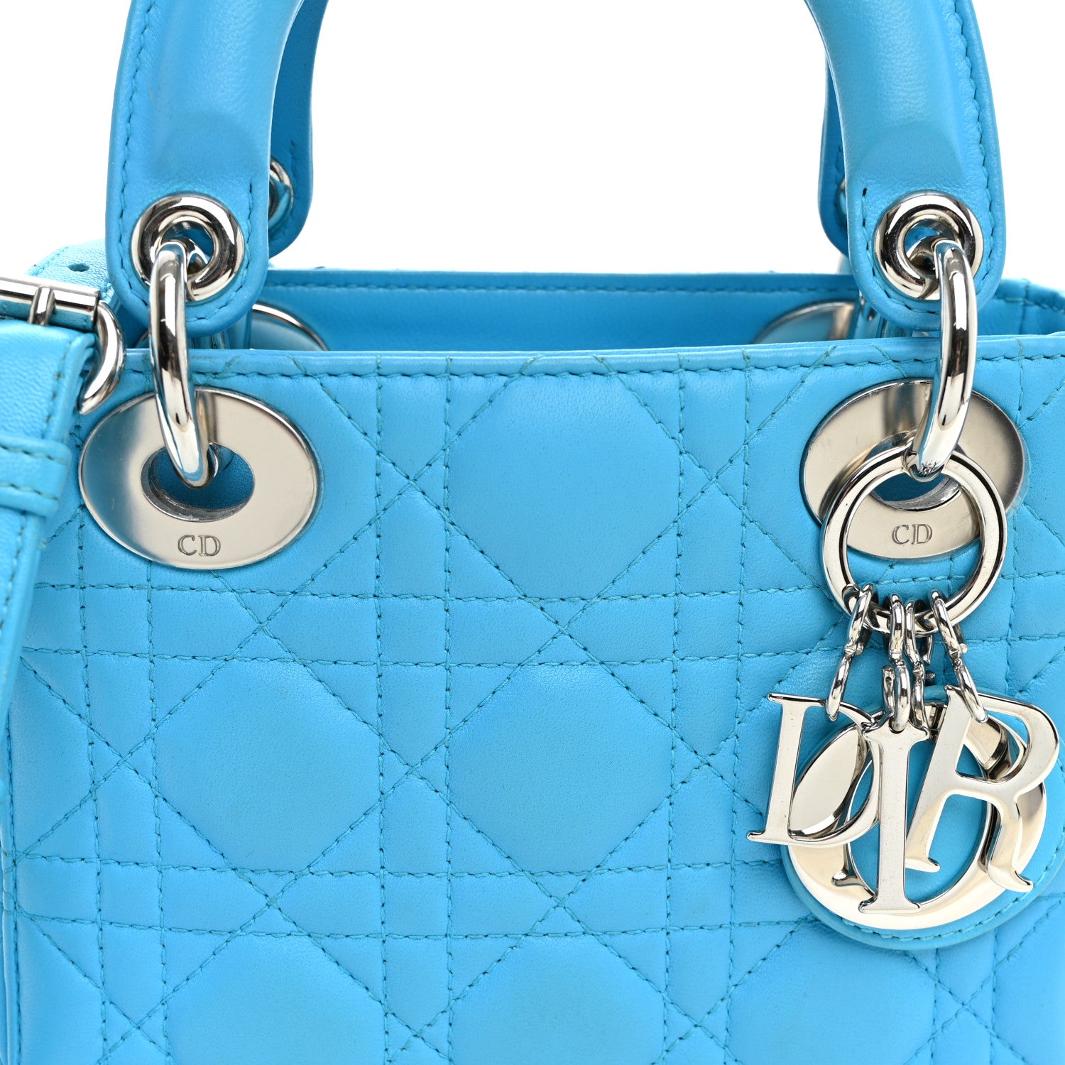 Christian Dior Lambskin Cannage Mini Lady Dior Blue 9 of 11