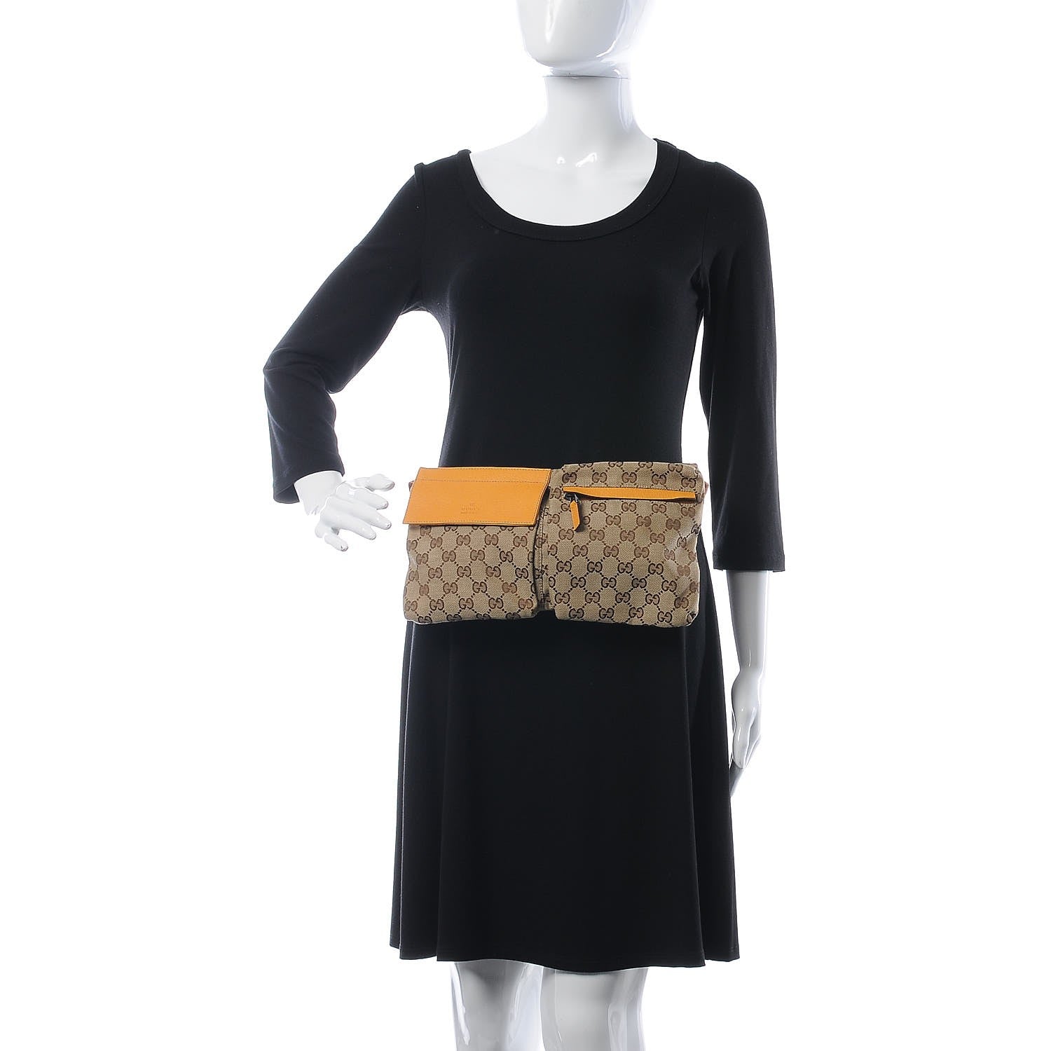 Gucci GG Monogram Web Double Pocket Belt Bag Yellow 2 of 7