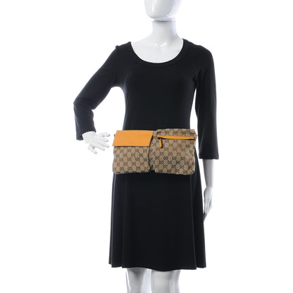 Gucci GG Monogram Web Double Pocket Belt Bag Yellow 2 of 7