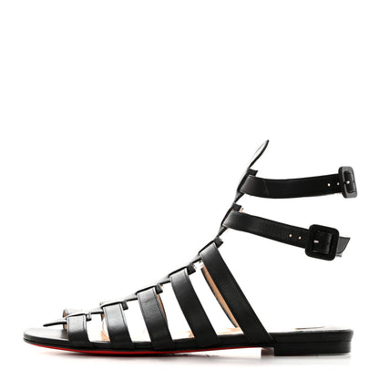 Christian Louboutin Calfskin Neronna Cage Flat Sandals 38 Black 1 of 7