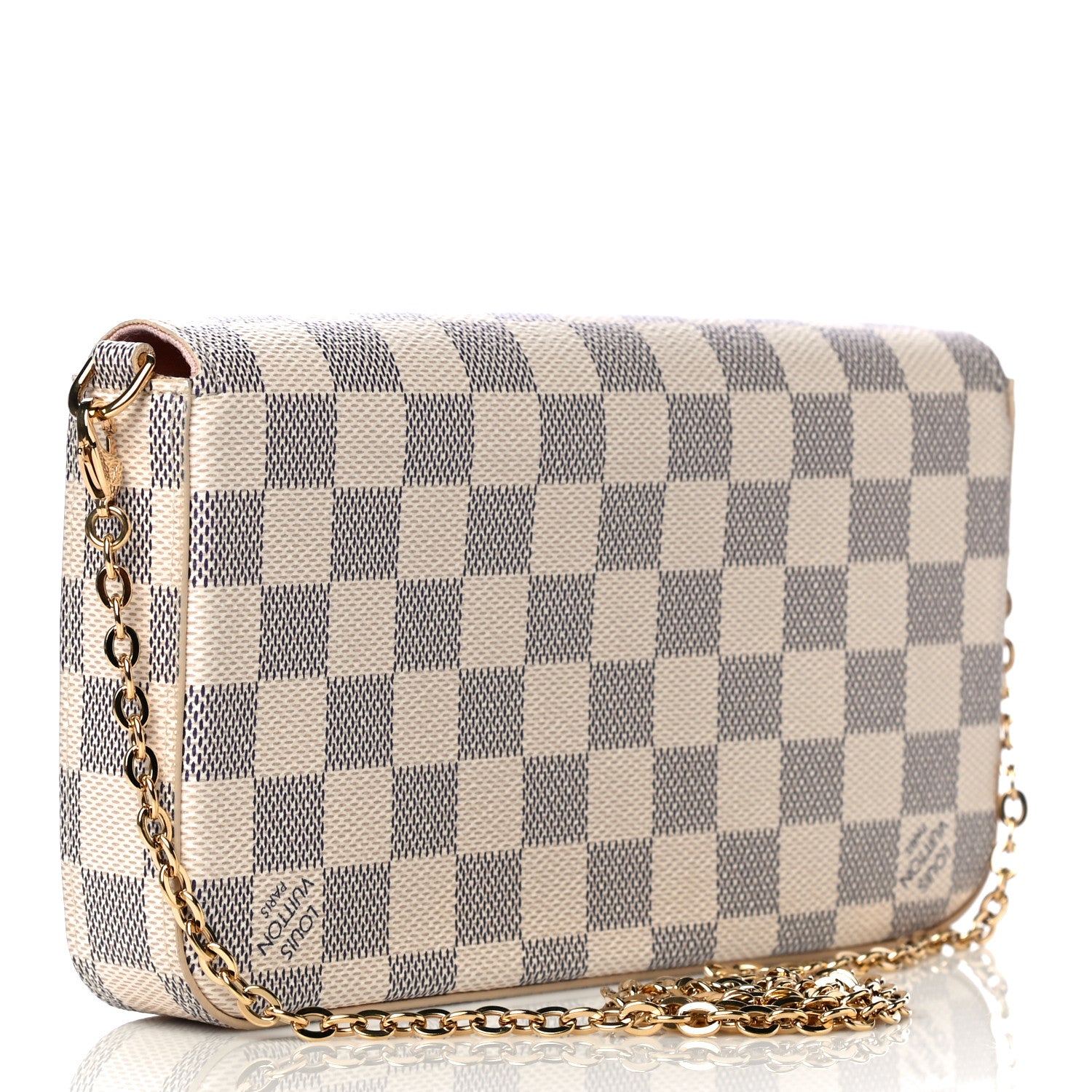 Louis Vuitton Damier Azur Pochette Felicie Chain Wallet Rose Ballerine 3 of 11