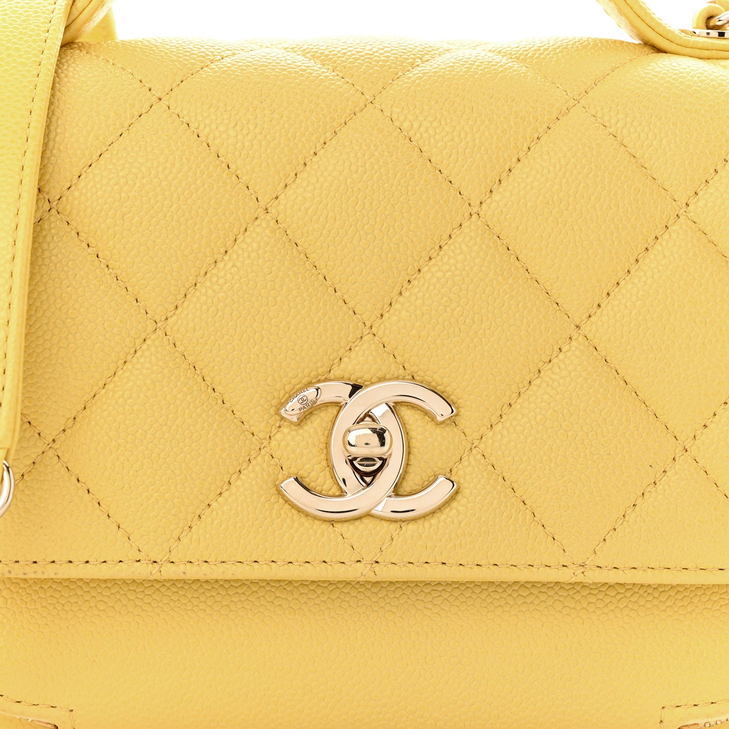 Caviar Quilted Small Business Affinity Flap Yellow