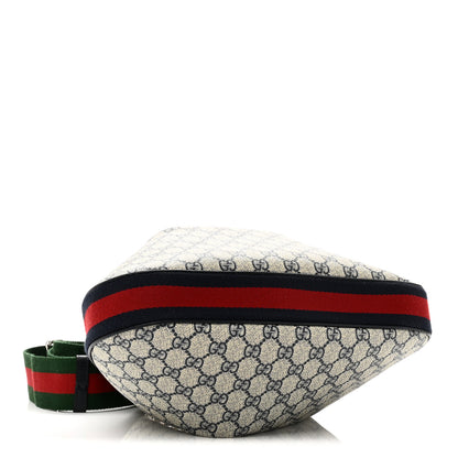 Gucci GG Supreme Monogram Textured Calfskin Web Large Attache Shoulder Bag Beige Blue 4 of 10