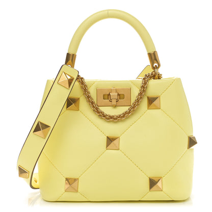 Valentino Garavani Nappa Small Roman Stud The Handle Bag Lime Sorbet 1 of 9