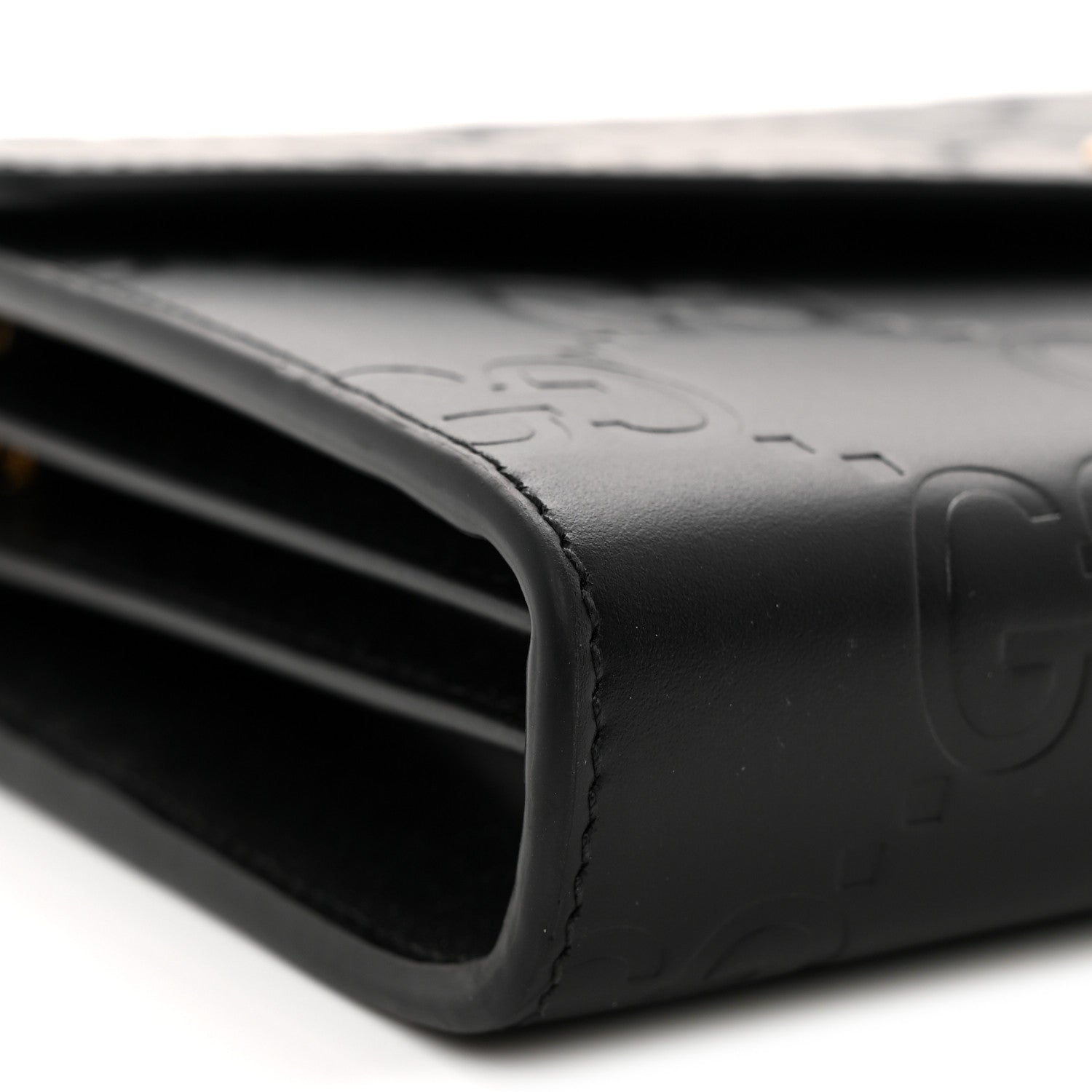 Gucci Calfskin GG Debossed Chain Wallet Black 9 of 10