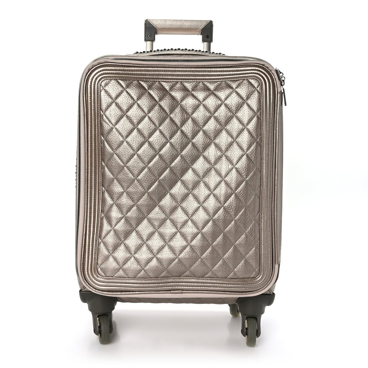 Metallic Calfskin Quilted Coco Case Trolley Gold