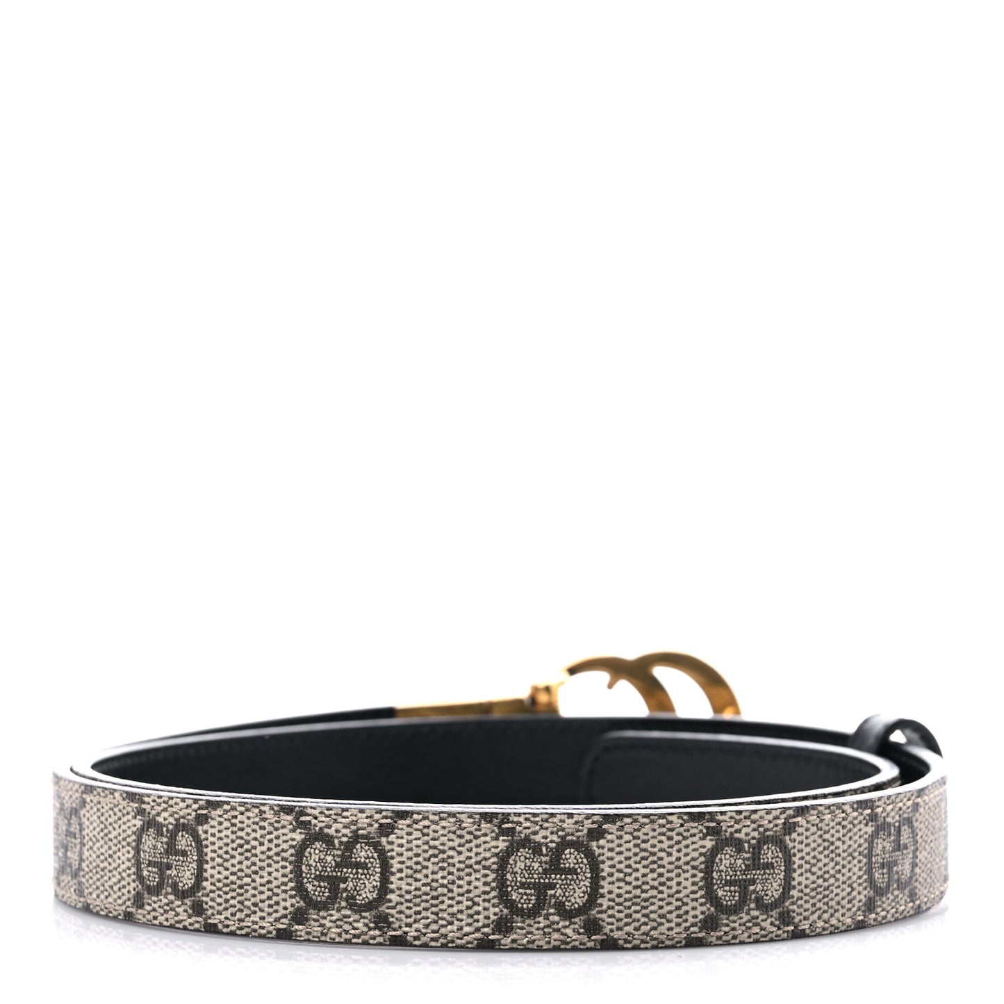 Calfskin GG Supreme Monogram Double G Reversible 20mm Belt 75 30 Beige New Acero