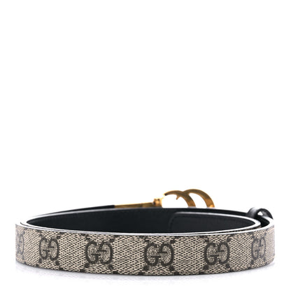 Gucci Calfskin GG Supreme Monogram Double G Reversible 20mm Belt 75 30 Beige New Acero 2 of 5