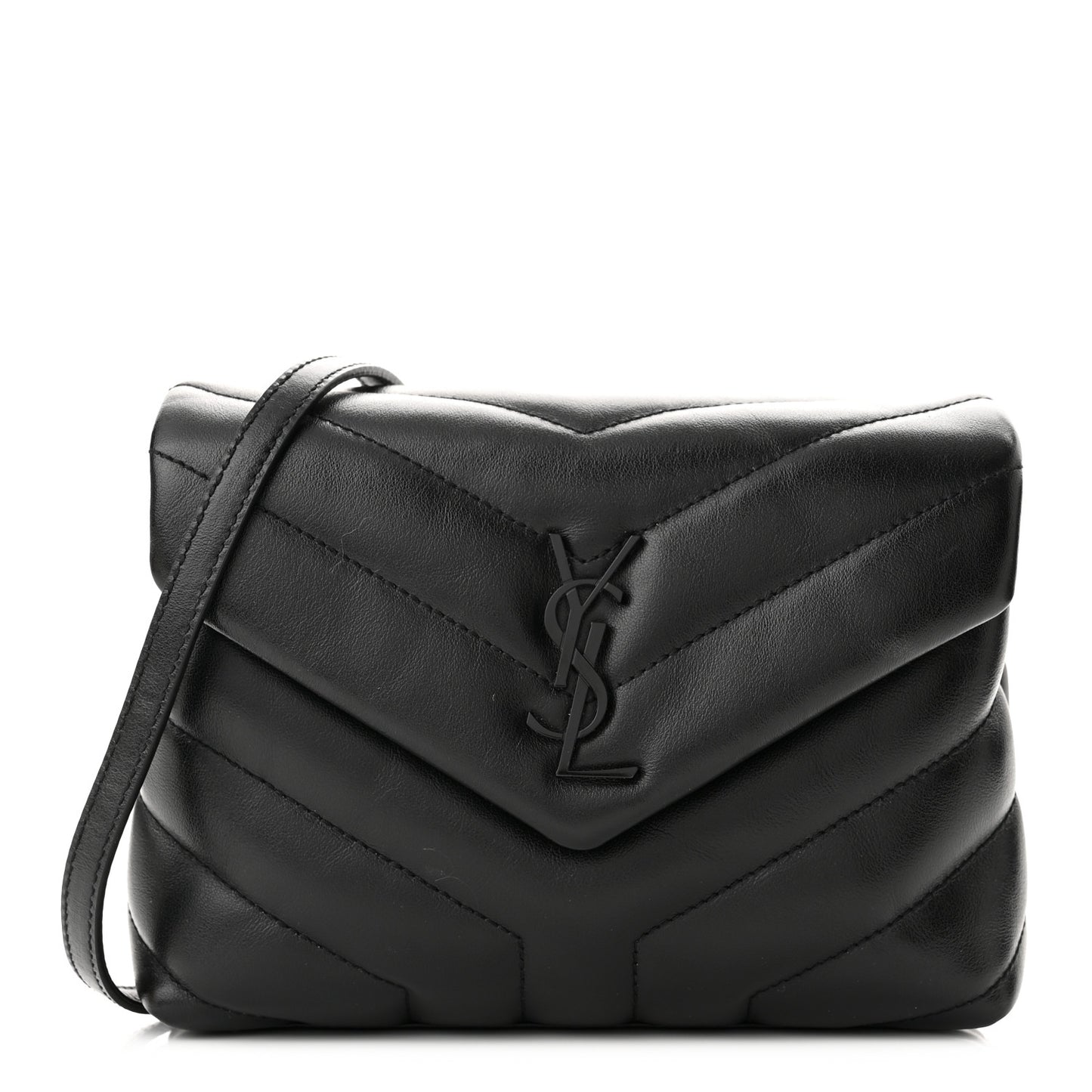 Calfskin Y Quilted Monogram Toy Loulou Crossbody Bag Black