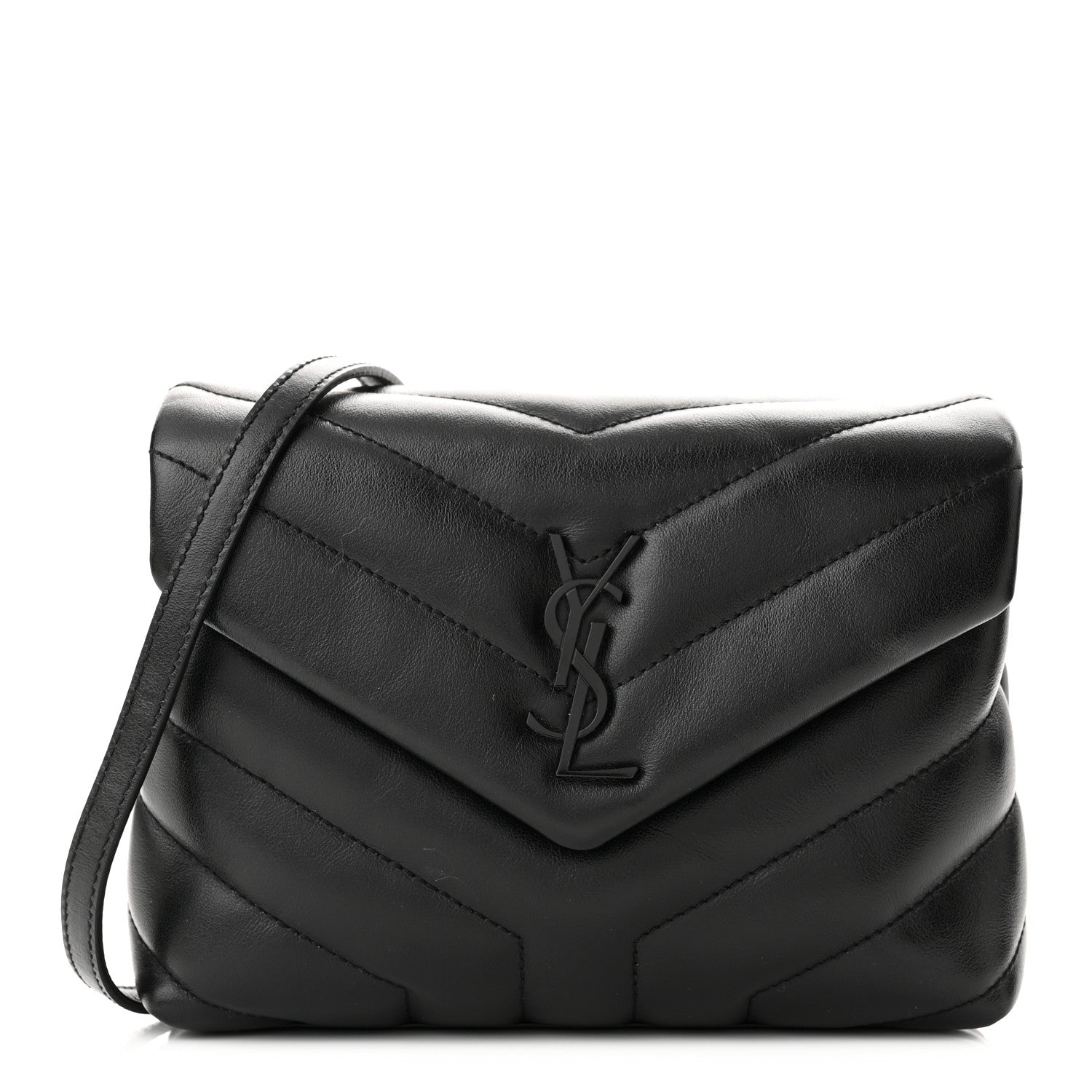 Saint Laurent Calfskin Y Quilted Monogram Toy Loulou Crossbody Bag Black 1 of 12