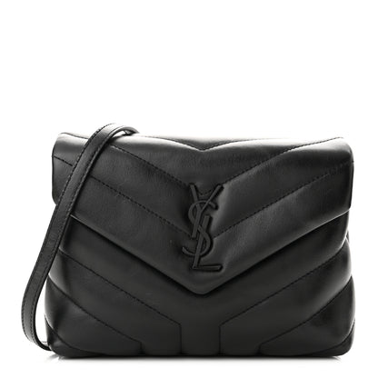 Saint Laurent Calfskin Y Quilted Monogram Toy Loulou Crossbody Bag Black 1 of 12