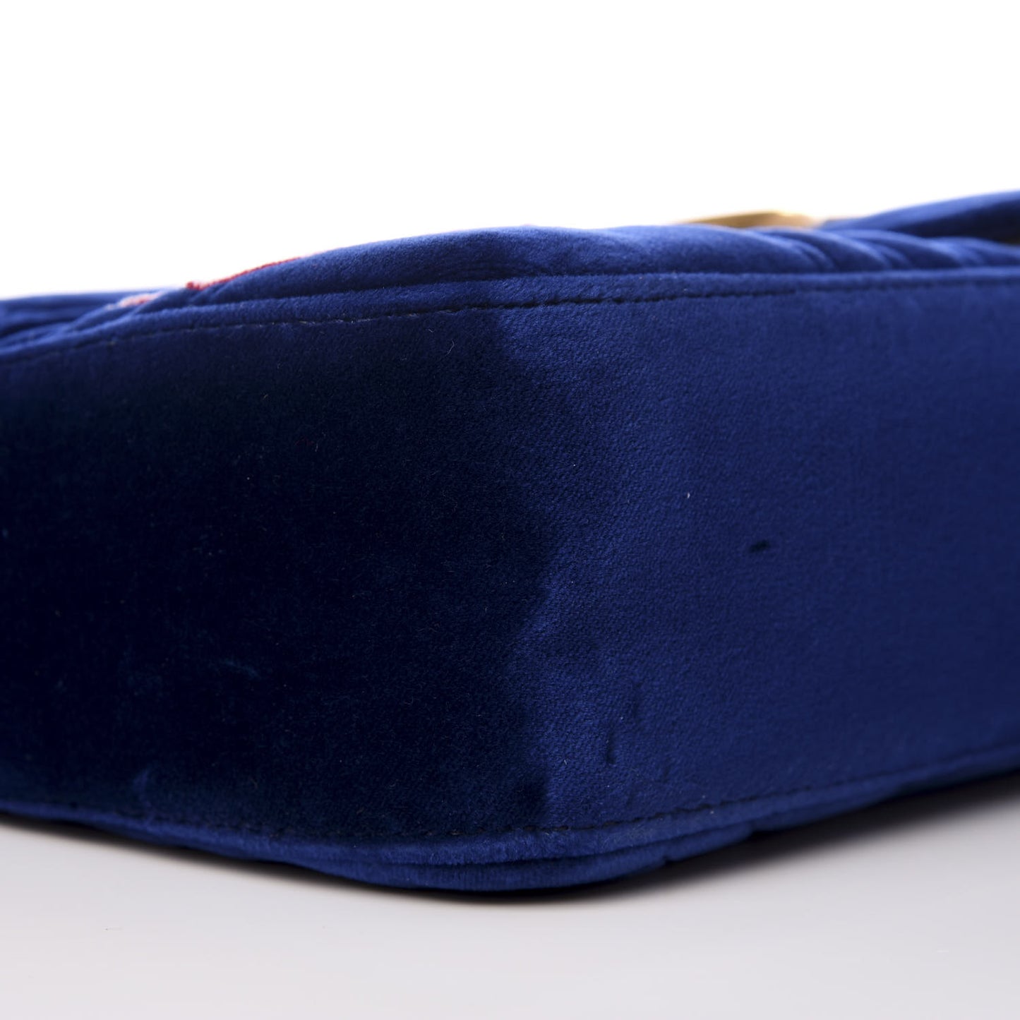 Velvet Matelasse Modern Embroidered Medium GG Marmont Shoulder Bag Cobalt