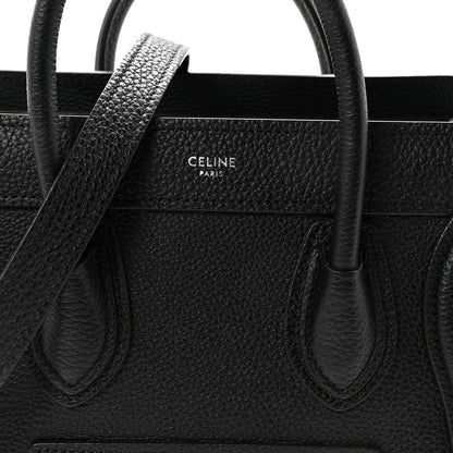 Celine Drummed Calfskin Nano Luggage Black 8 of 10