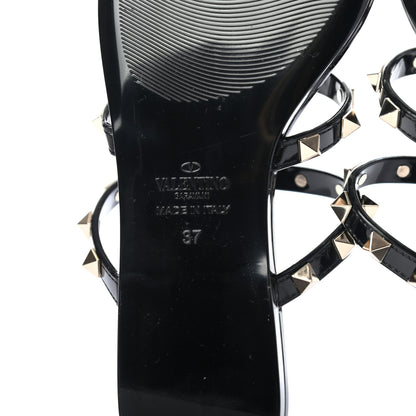Valentino Garavani PVC Jelly Rockstud Caged Flat Thong Sandals 37 Black 6 of 7