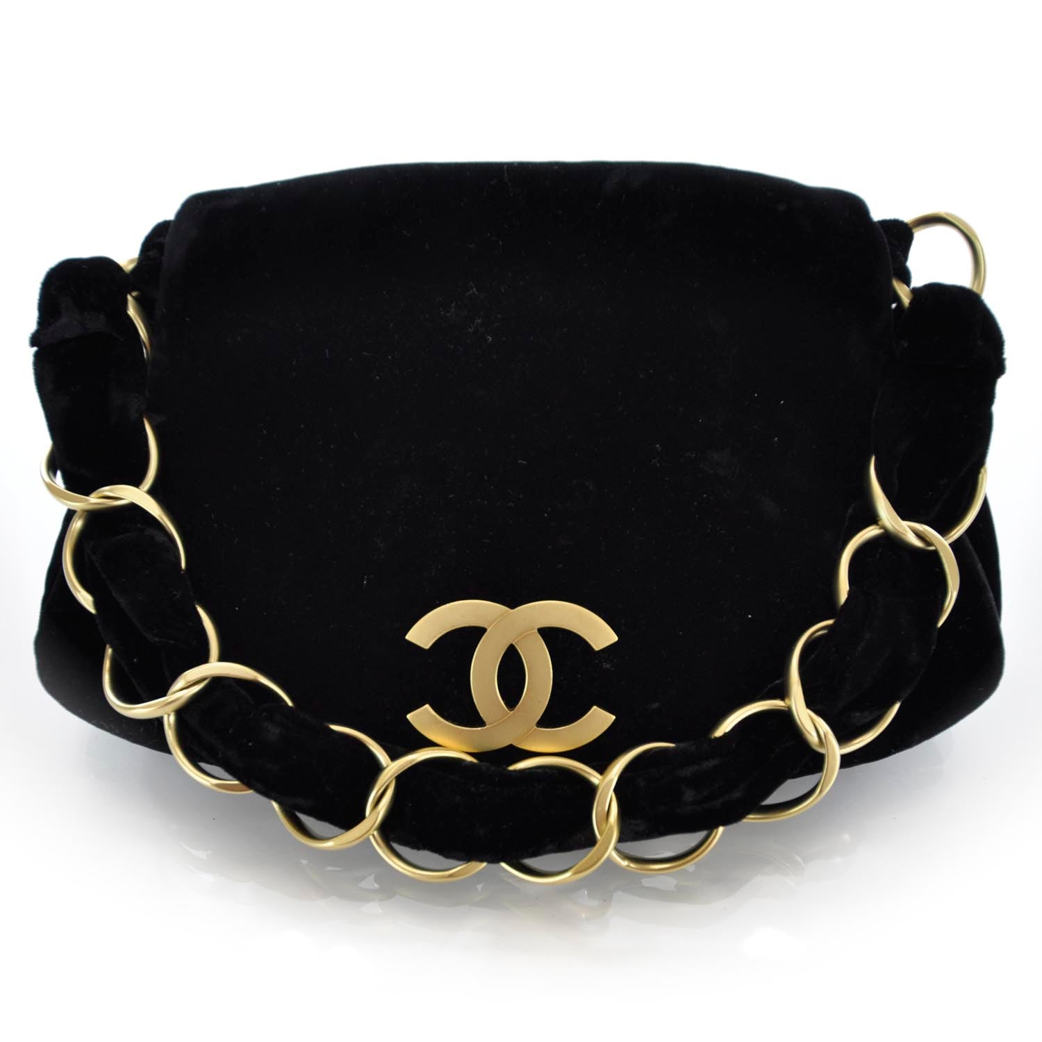 Chanel Velvet Shoulder Bag Black 1 of 9