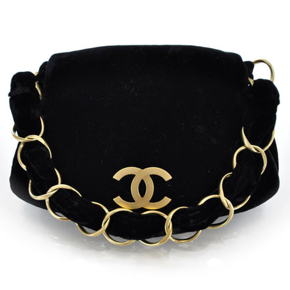Chanel Velvet Shoulder Bag Black 1 of 9