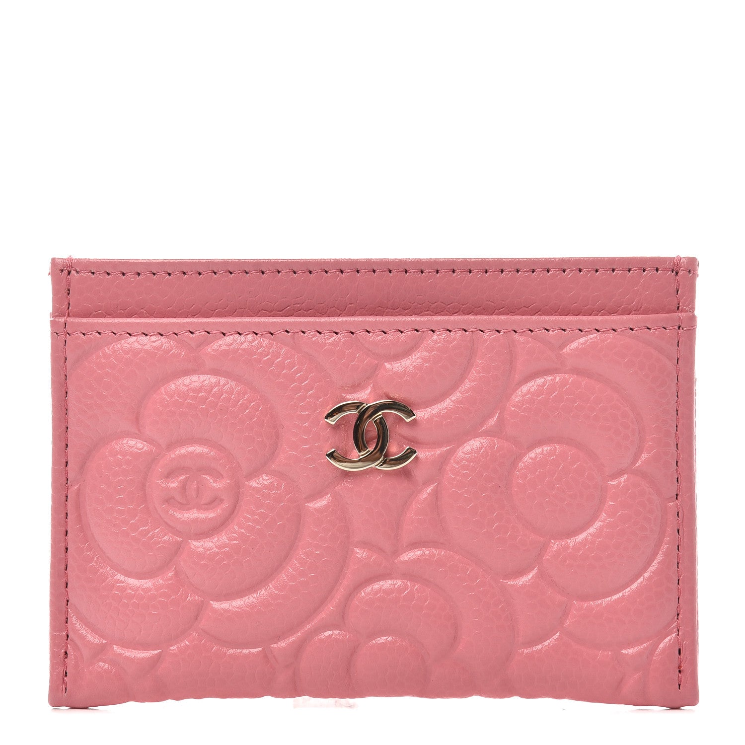 Chanel Caviar Camellia Embossed Card Holder Pink 1 of 8