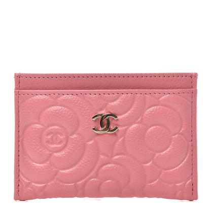 Chanel Caviar Camellia Embossed Card Holder Pink 1 of 8