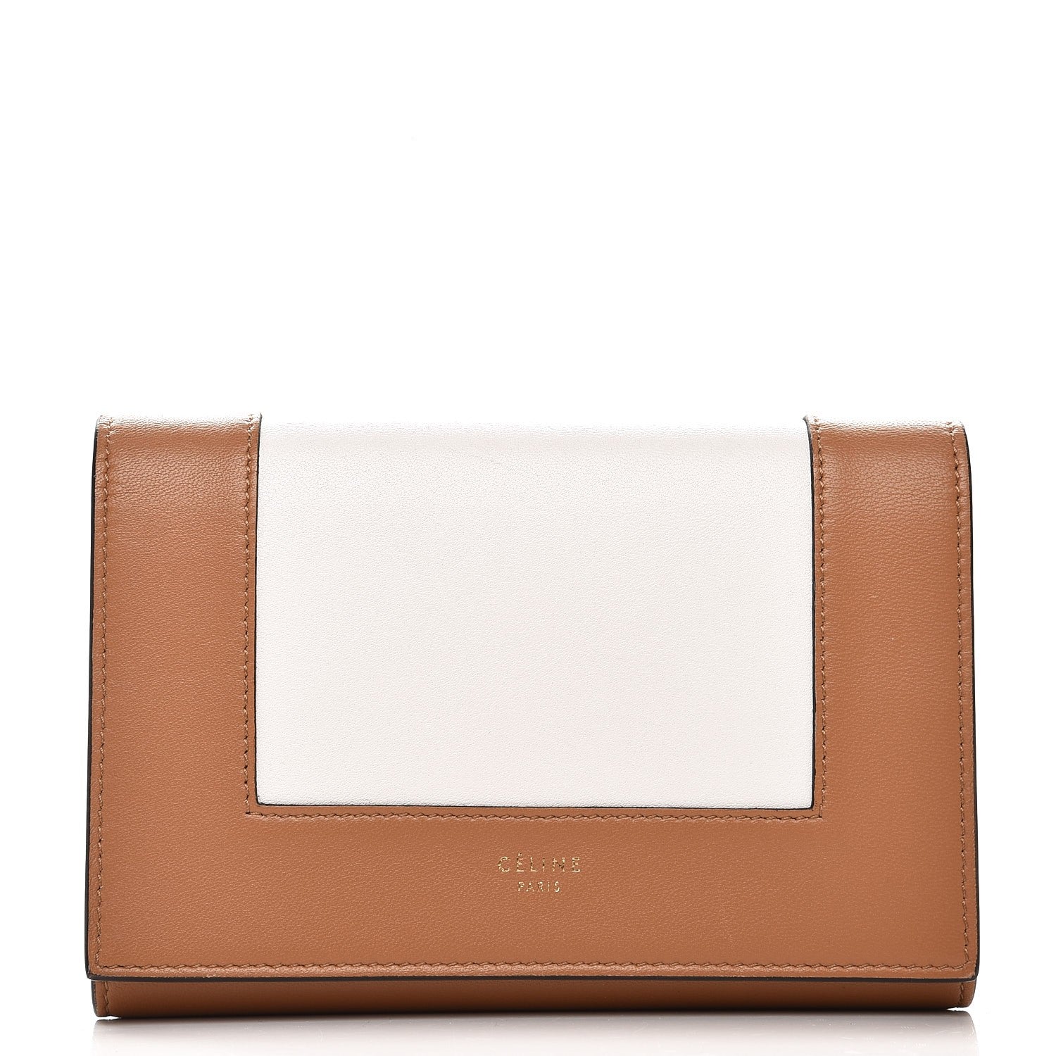 Celine Smooth Lambskin Medium Frame Multifunction Wallet Tan Optic White 1 of 10