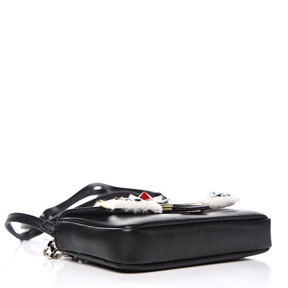 Fendi Shiny Nappa Rabbit Fur Crystal Flowerland Micro Buggie Baguette Black Mojito Multicolor 4 of 11