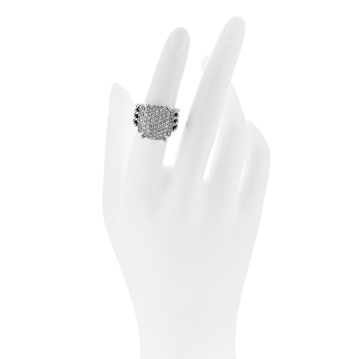 Sterling Silver Diamond 16mm Wheaton Ring 52 6