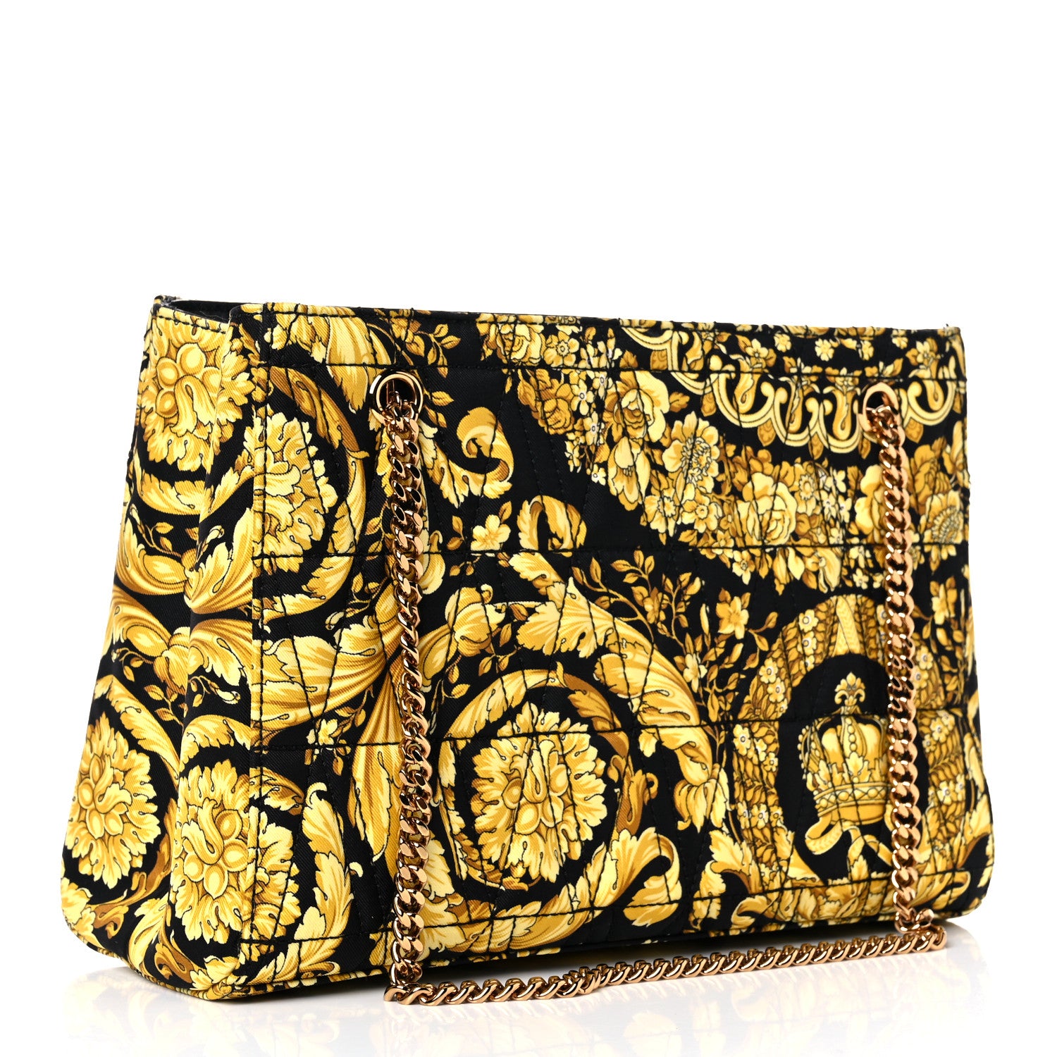 Versace Silk Barocco Print Quilted Virtus Chain Shoulder Bag 3 of 12