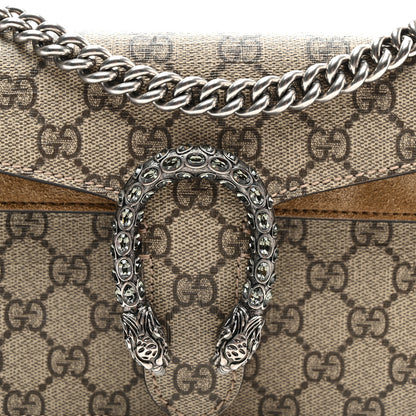 Gucci GG Supreme Monogram Suede Crystal Small Dionysus Shoulder Bag Beige Ebony Taupe 8 of 10