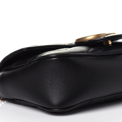 Gucci Calfskin Matelasse Super Mini GG Marmont Shoulder Bag Black 7 of 11