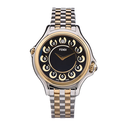 Fendi Stainless Steel Diamond Topaz 33mm Crazy Carats Two Tone Quartz Watch Black 1 of 9