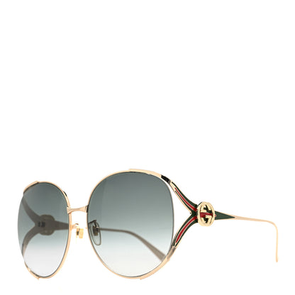 Gucci Metal Oversized Round Frame GG0225S Sunglasses Gold 1 of 7