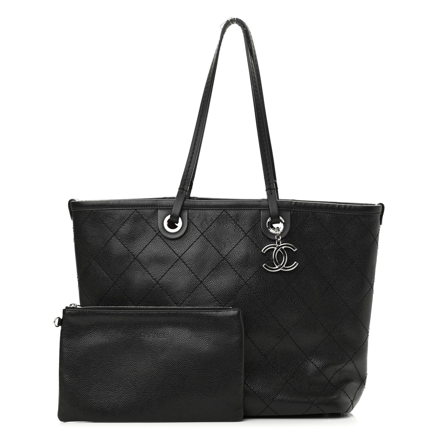 Grained Calfskin Shopping Fever Tote Black