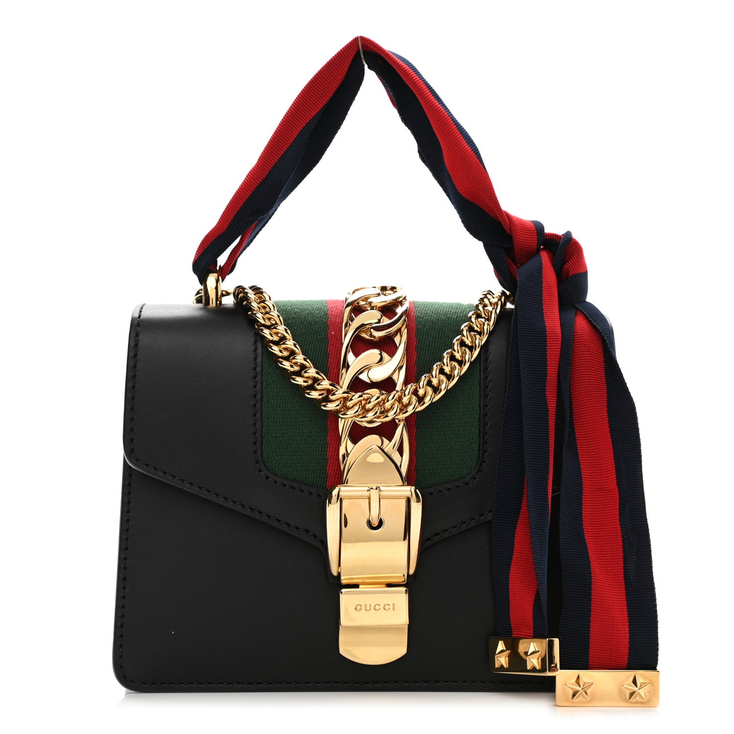 Gucci Calfskin Mini Sylvie Chain Shoulder Bag Black 1 of 11