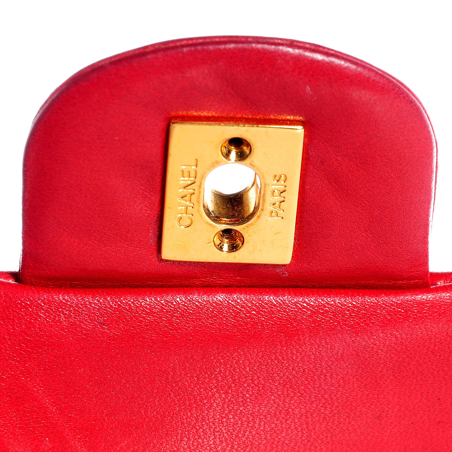 Lambskin Quilted Medium Double Flap Red