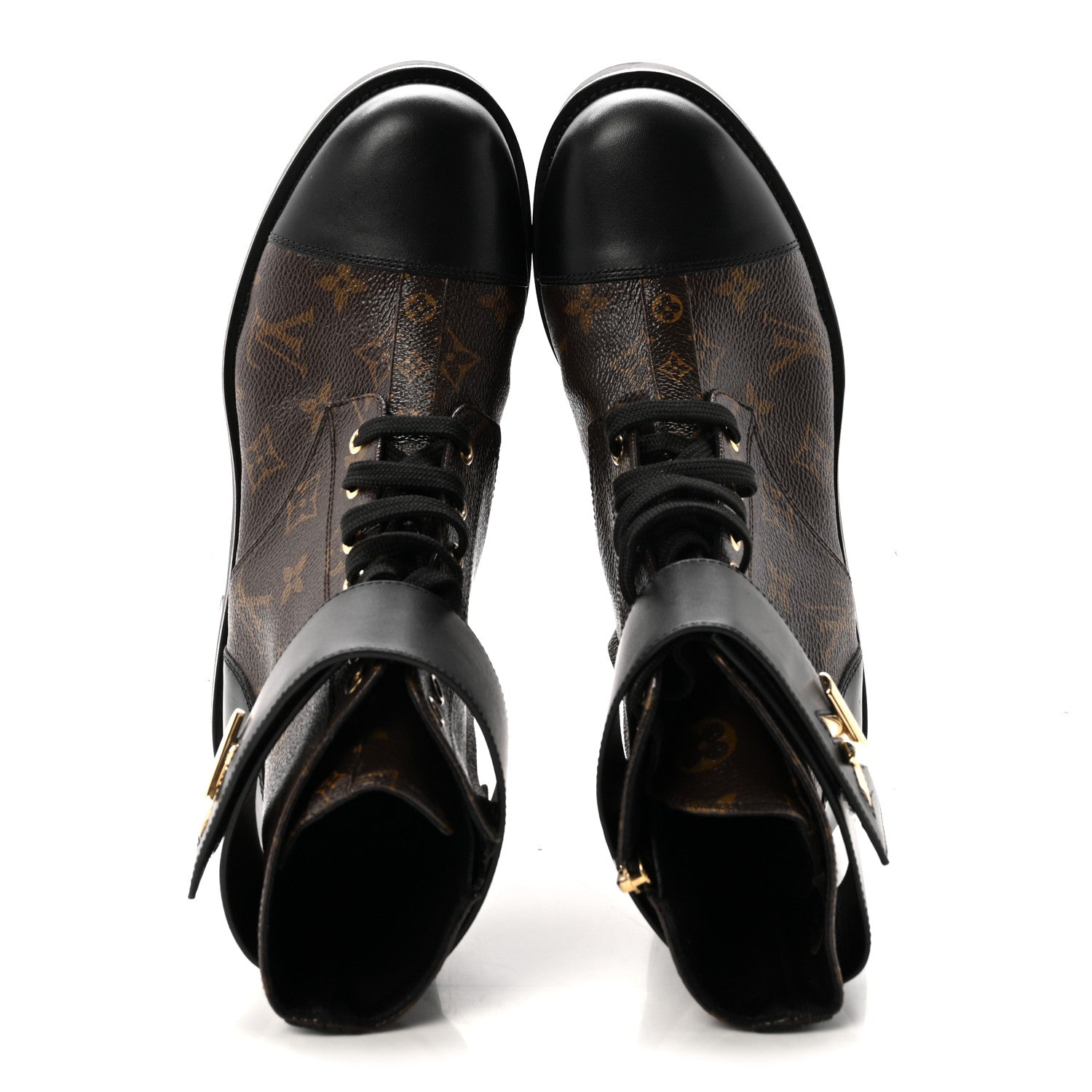 Louis Vuitton Calfskin Monogram Wonderland Flat Ranger Boots 39 Black 2 of 10