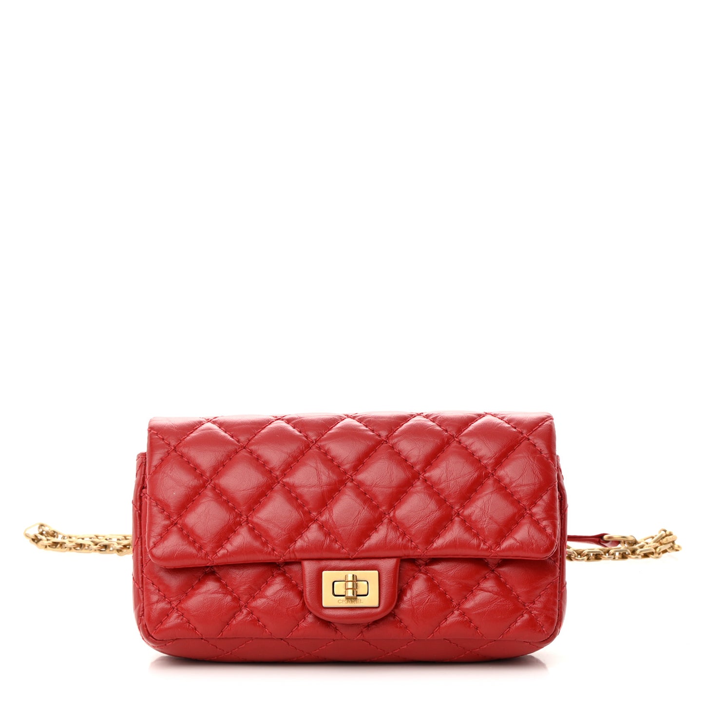 Aged Calfskin Quilted 2.55 Reissue Flap Belt Bag Red
