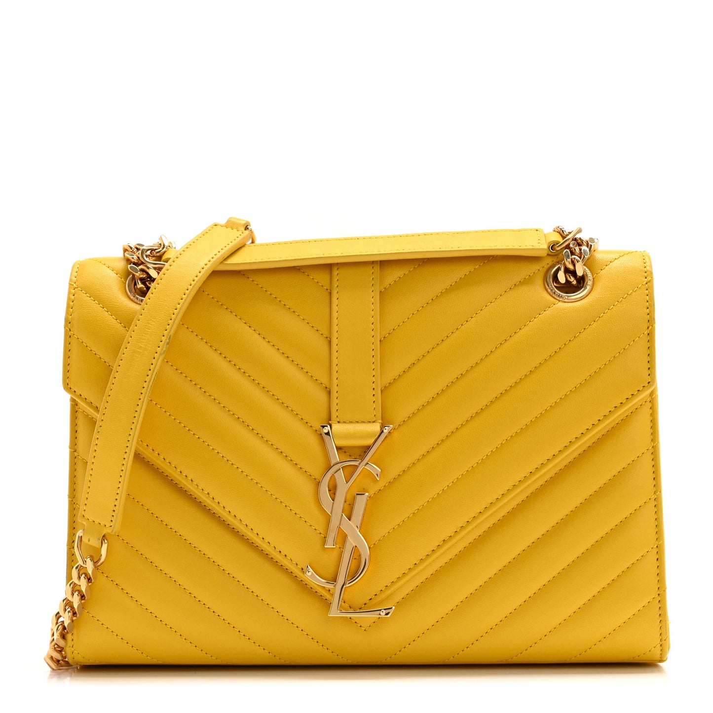 Lambskin Matelasse Chevron Medium Monogram Satchel Mimosa