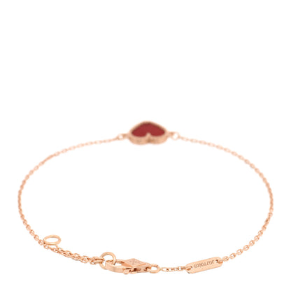 Van Cleef & Arpels 18K Rose Gold Carnelian Sweet Alhambra Heart Bracelet 2 of 4