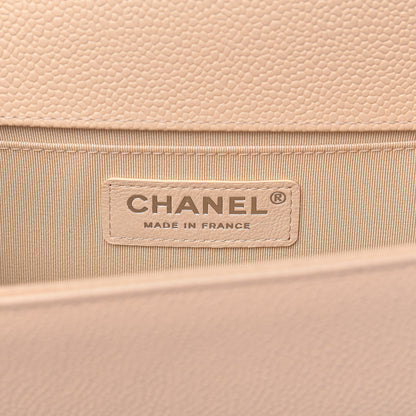 Chanel Caviar Chevron Quilted Medium Boy Flap Light Beige 6 of 11