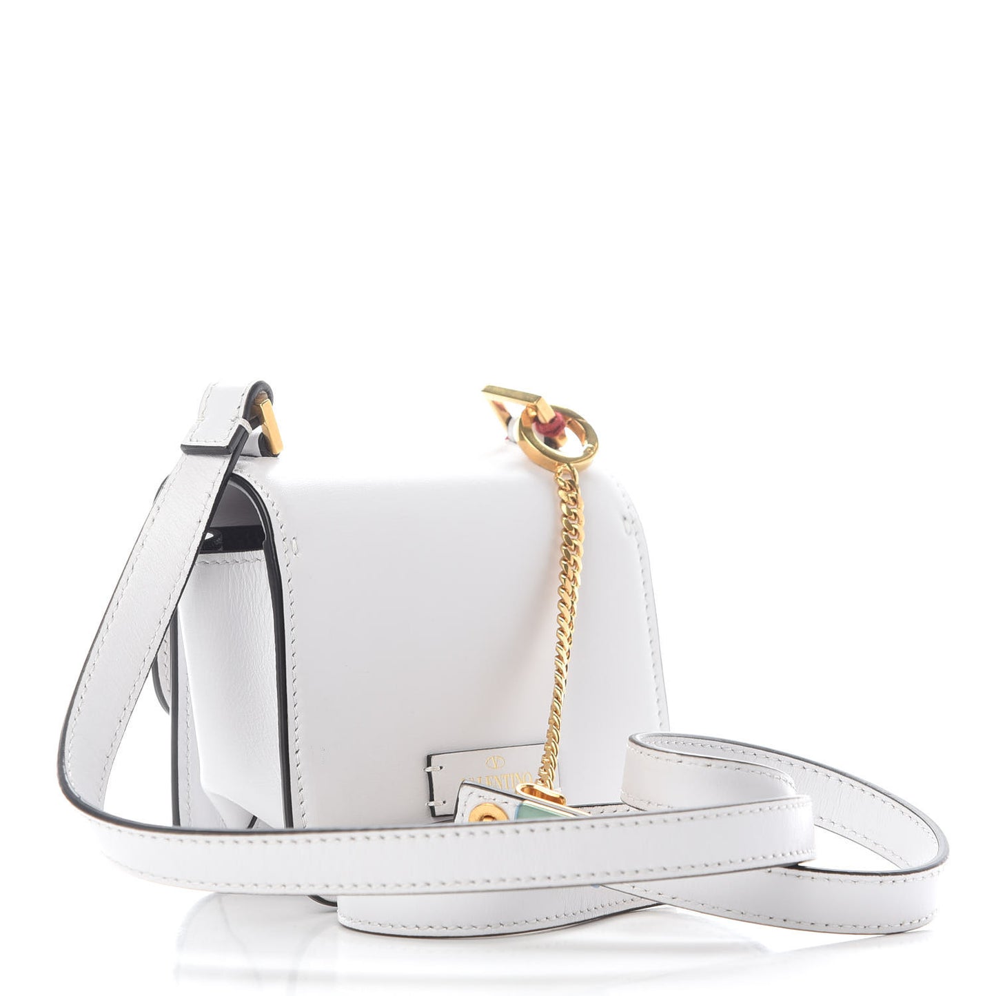 Smooth Calfskin Micro VSling Shoulder Bag White
