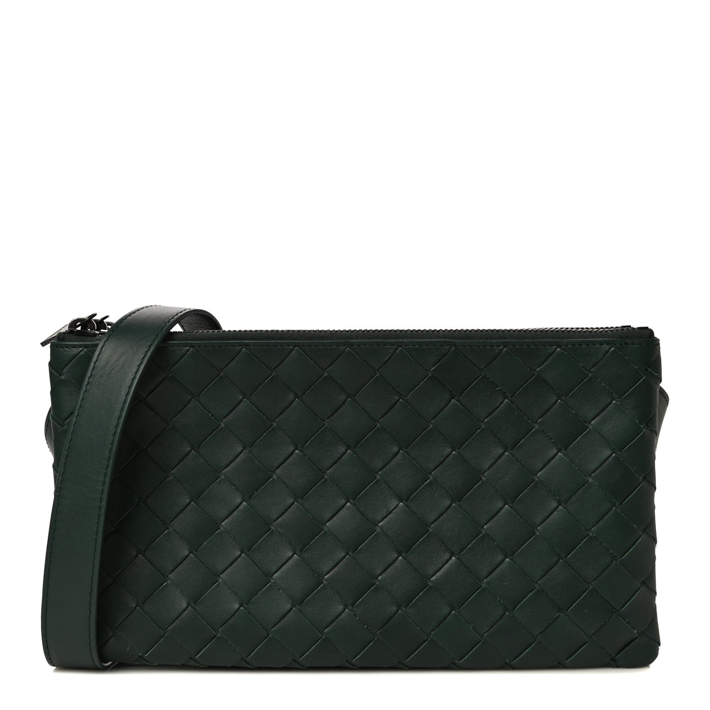 Nappa Intrecciato Triple Zip Messenger Bag Bottle