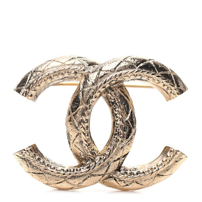 Chanel Metal CC Quilted Brooch Light Gold 1 of 5